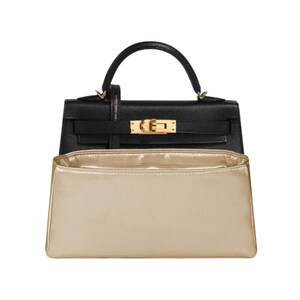 Mini Kelly Purse Organizer: Champagne Satin, Lightweight Insert