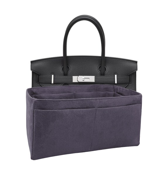 Purse Organizer for Birkin 30 Purple Gray Faux Suede Fabric Thick Very Soft Gentle on the Bag Tapered Shape Gift for Women Meenda Etsy UK