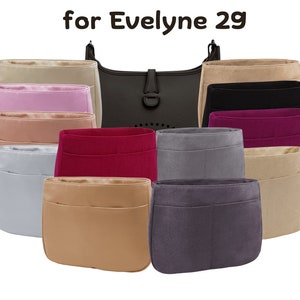 Evelyne 29 insert PM Organizer pour sac à main, tissu imitation daim noir, doux et lisse, léger, cadeau pour femme, Meenda image 9