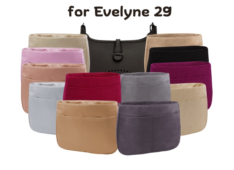 Evelyne 29 insert PM Organizer pour sac à main, tissu imitation daim noir, doux et lisse, léger, cadeau pour femme, Meenda image 9