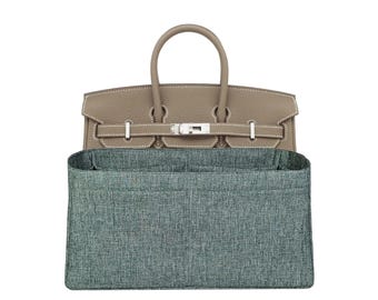 Birkin 25 Purse Organizer: Green Spandex, Lightweight Insert, Handmade