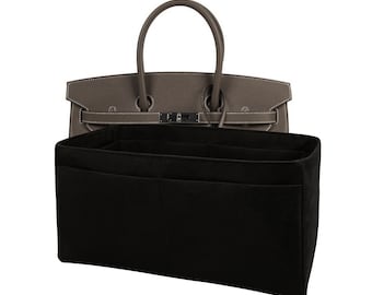 Faux Suede Purse Organizer for Birkin 35: Black, Soft to the touch, Trapezoid Shape