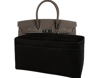 Birkin 35 Insert, Purse Organizer, Black Faux Suede Fabric, Super Soft, Lightweight, Sturdy, Tapered Shape, Gifts for Women, Meenda