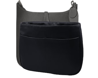 Evelyne 29 PM Purse Organizer: Black Duchess Satin, Lightweight Insert