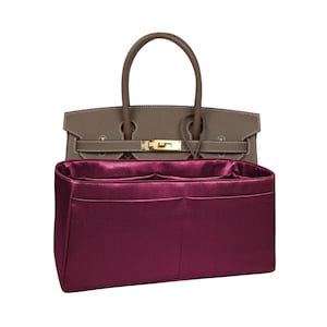 Kundenspezifische Bestellung Birkin 30 einfügen, Burgund, Rotwein Premium Satin, dünn, leicht, weich, glatt, seidige Textur, flexibel, Frauen Geschenk, Meenda