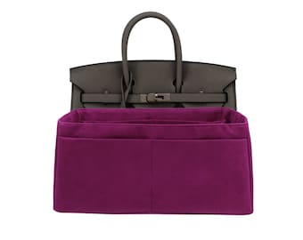 Birkin 25 Insert, Organizador de bolsos, Tela de gamuza sintética púrpura, Súper suave, Ligero, Robusto, Forma cónica, Regalos para mujeres, Meenda