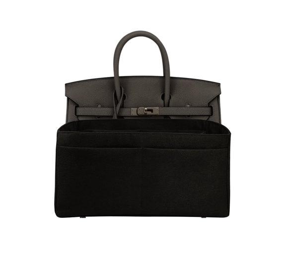Birkin 25 Insert Purse Organizer for Handbag Black Faux 
