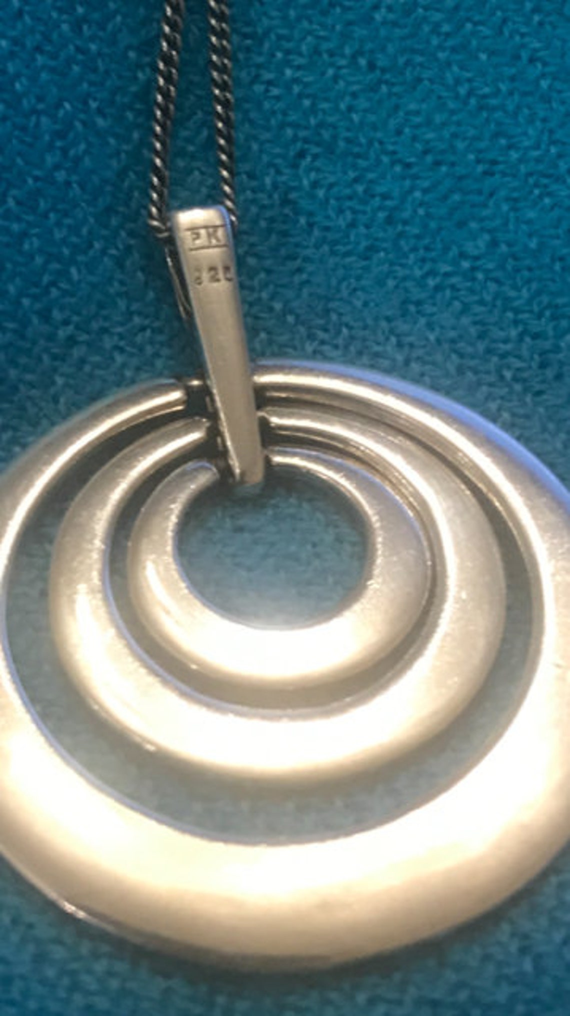 PK 925 Stamped Sterling Silver 3 Open Circles Pendant Etsy