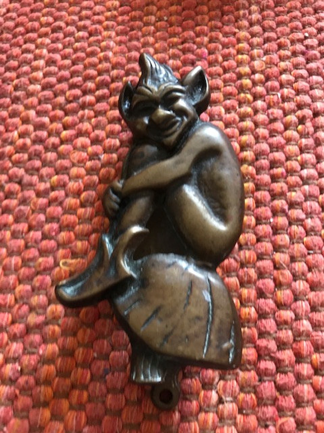 1930's Brass Lucky Pixie Elf Imp Folklore Door Knocker Etsy