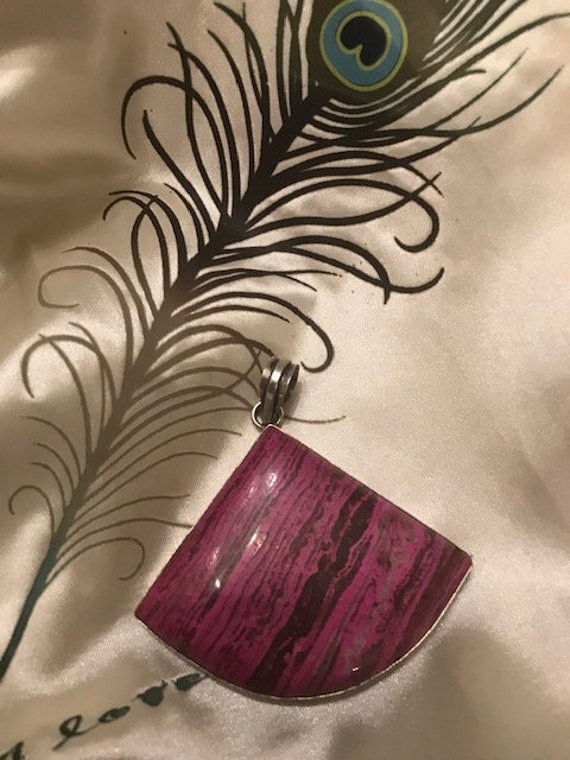 Rhodonite and silver large pendant.