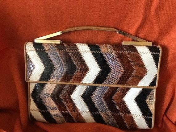 Vintage Perez zigzag  patchwork bag - 1960's - image 1