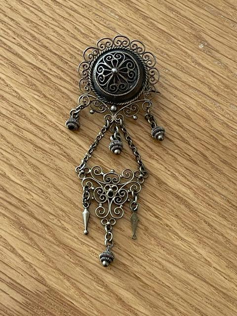 Broche Vintage Marius Hammer En Argent Massif 930 - Occasion Avec émail