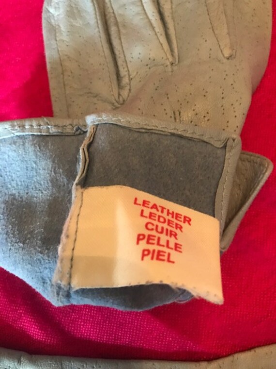 Vintage Dents Leather Gloves -  Light blue 1970's - image 6