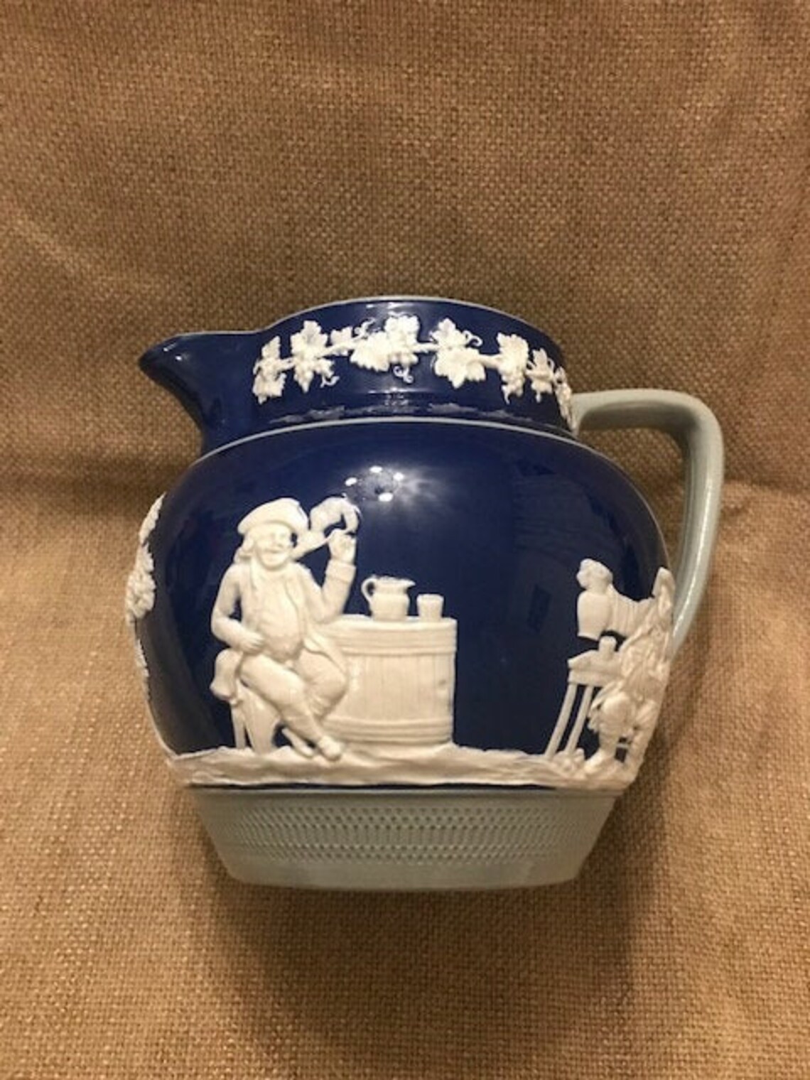 A Rare Copeland Spode blue and white jasperware jug Etsy