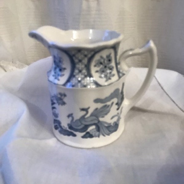 Vintage Furnivals Old Chelsea 647812 blue-and-white pitcher made in England.