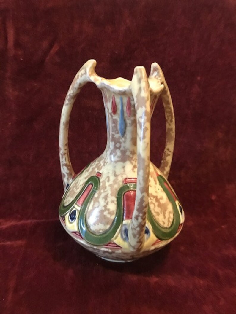 Rare Royal Dux Triple Handles Vase 1930's Art Nouveau Etsy