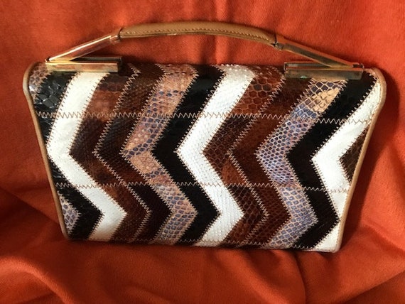 Vintage Perez zigzag  patchwork bag - 1960's - image 4