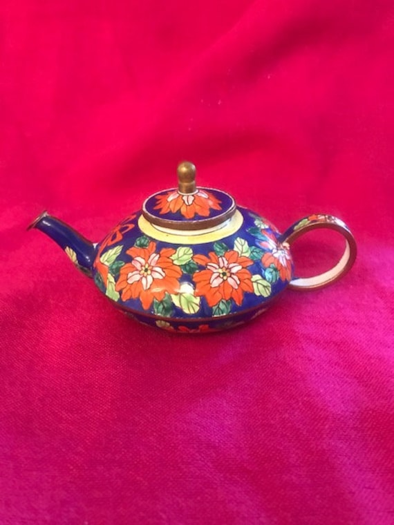 Trade Aid UK Enamel and Copper miniature teapot Etsy