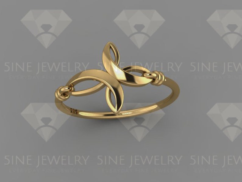 14K Gold Floral Marquise Shaped Wedding Ring Geometric Wedding Ring Minimalist wedding ring Stack Ring Delicate Ring Yellow Gold