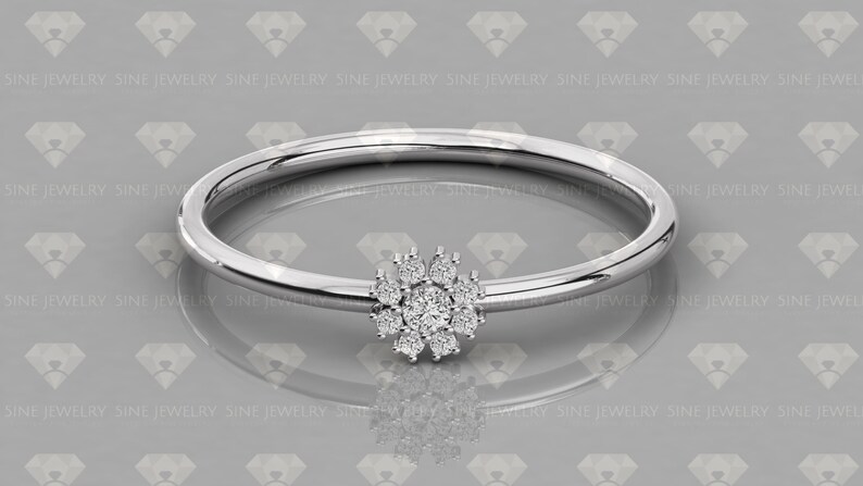 14k Gold Natural Diamond Ring Round Cut Floral Cluster Diamond Ring Minimalist Diamond Ring Tiny Diamond Band Rose Gold Ring