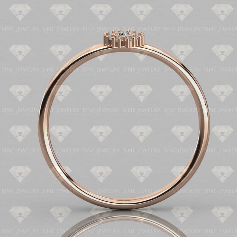 14k Gold Natural Diamond Ring Round Cut Floral Cluster Diamond Ring Minimalist Diamond Ring Tiny Diamond Band Rose Gold Ring