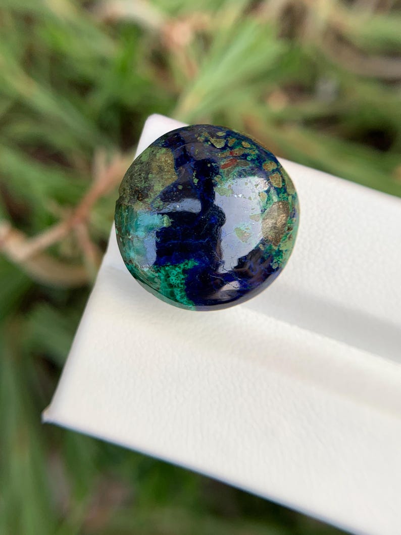 Natural Azurite Malachite Round Shape Cabochon 18x6 Mm Gemstone ...