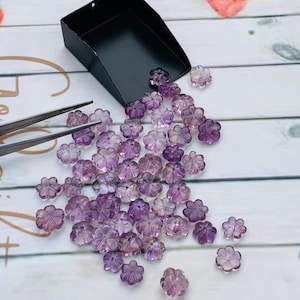 Natural Amethyst Flower Beads | Hand-Carved Purple Gemstone Floral Beads for Jewelry Making & Craft Supplies | Gift for Her