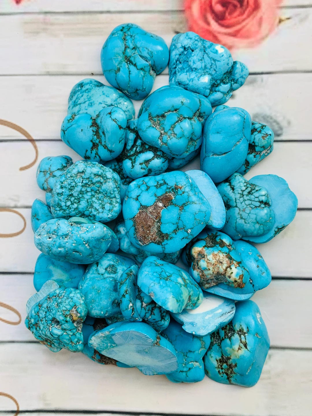 100pcs Natural Sleeping Beauty Turquoise Firoza Gemstone Rough, Raw ...