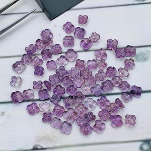 Natural Amethyst Gemstone, Hand Carved Flower Shape Amethyst Crystal, Top Quality Gemstone, Flower Carving, Flower Charm, Purple Amethyst