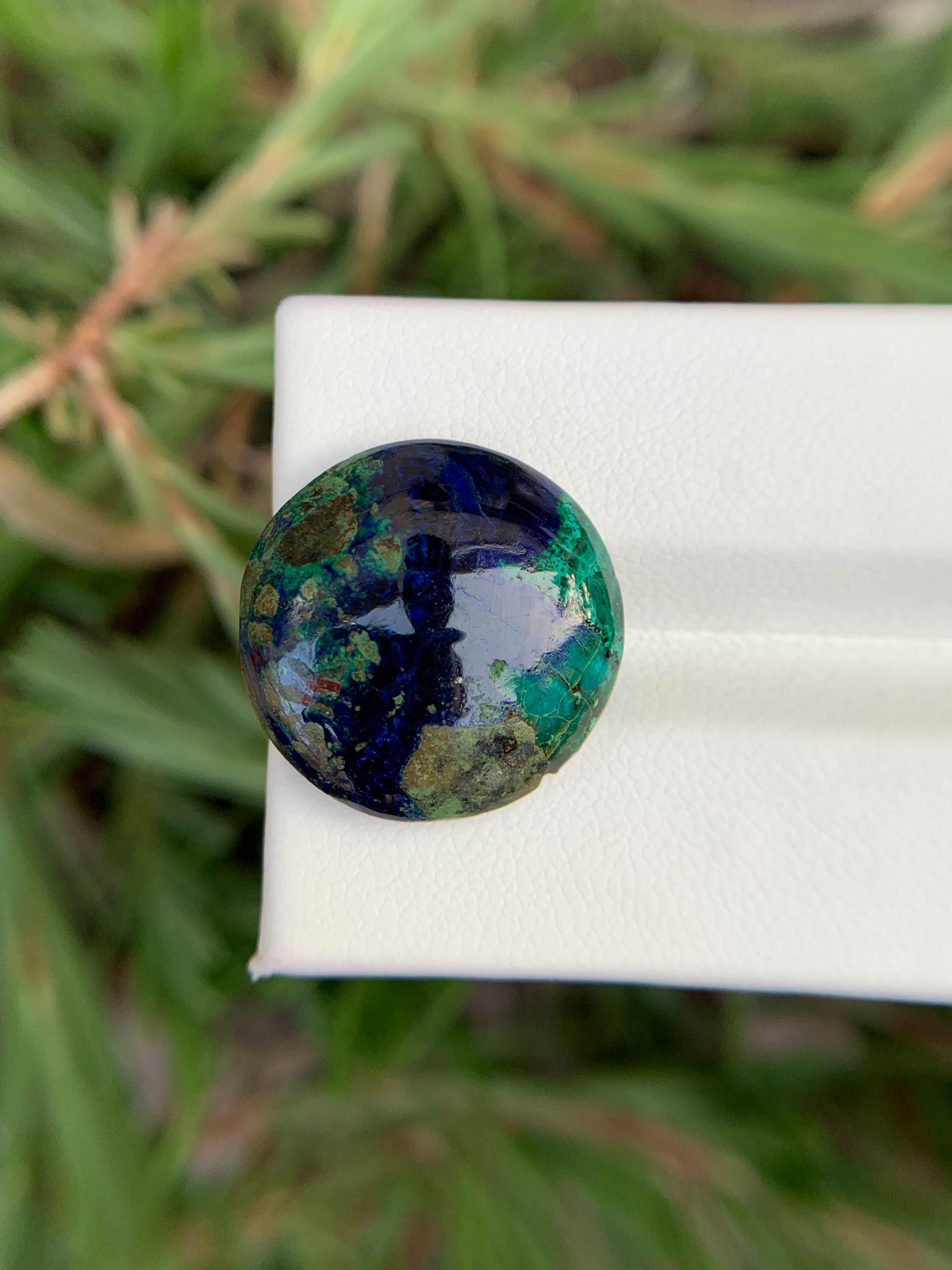 Natural Azurite Malachite Round Shape Cabochon 18x6 Mm Gemstone ...