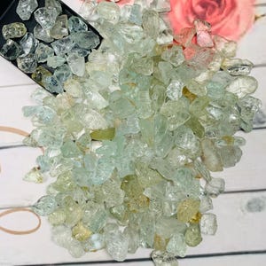 100Pcs Raw Aquamarine Gemstone Rough, Top Quality Aquamarine Rough for Making Jewelry, Gemstone for Ring, Healing Crystal for Her