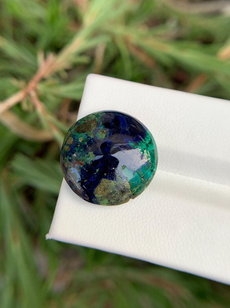 Natural Azurite Malachite Round Shape Cabochon 18x6 Mm Gemstone ...