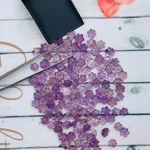 Amethyst Flower Beads | Natural Purple Gemstone Carvings for Jewelry Making, Hand-Carved Crystal Flowers, Beading Supplies, Gift for Her