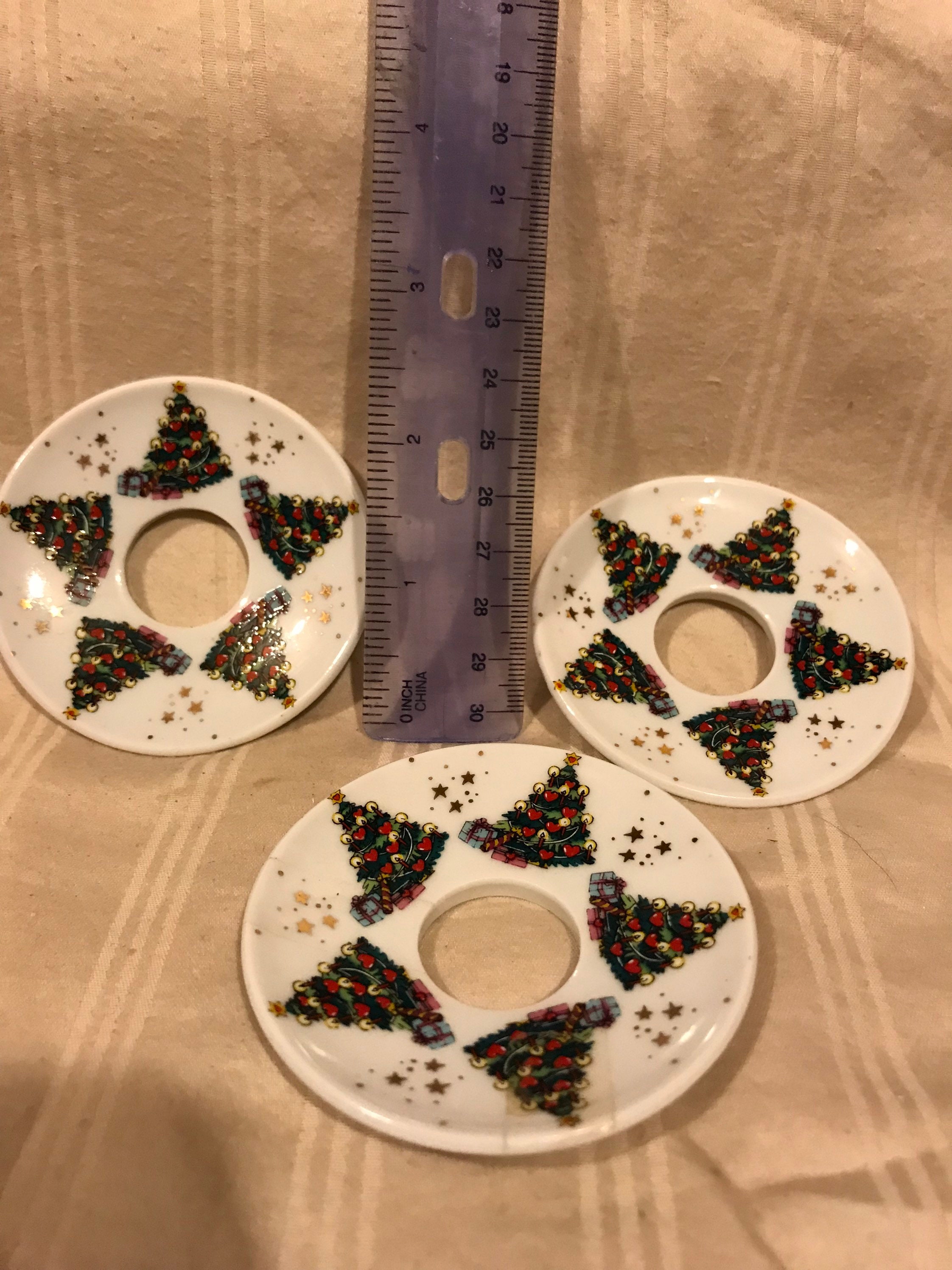 Vintage Christmas Bobeches Candle Wax Drip Guards Etsy