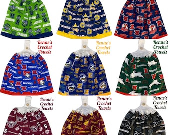 NRL Crochet button up hanging hand/tea towels (double thickness)