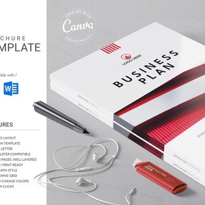 Minimal Red Business Plan Template, 28 Pages , A4 & US letter size, InDesign, Docx template, Canva, rich pages layout, fully editable