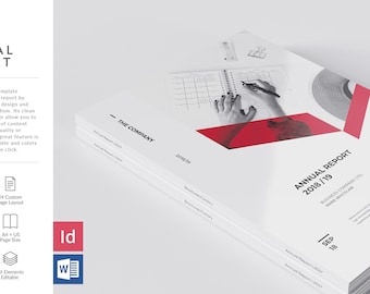 Sharp Annual Report, fully editable word template, minimal design, rich layout, 16 custom pages.