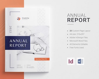 Modern Annual Report Template | Editable InDesign, DOCX