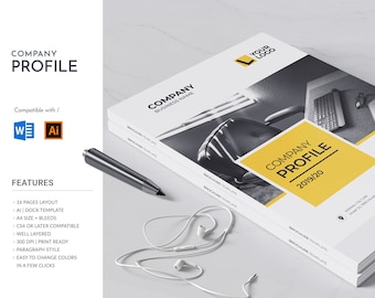 Company Profile, fully editable word template, 16 rich pages layout.