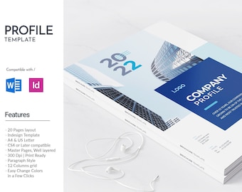 Bedrijfsprofielbrochure, 20 pagina-indeling (InDesign, Docx)