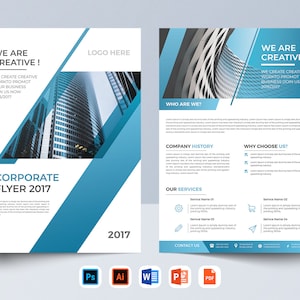 A4 Business flyer template, corporate flyer, two page flyer, cover design, docx flyer, word template