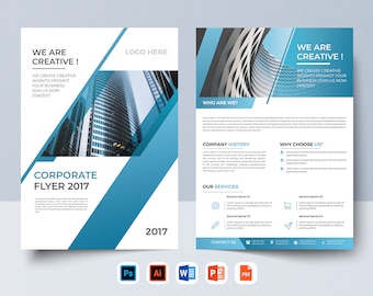 A4 Corporate Flyer Template, Two Page Cover Design (DOCX)