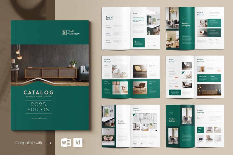 Elegant Catalog Template Easytoedit WORD Format Indesign 16