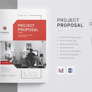 Plantilla de propuesta de negocio / 20 páginas personalizadas / tamaño carta A4 y US / InDesign / Plantilla Docx / Diseño rico / totalmente editable