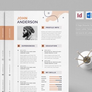 Creative Resume CV, 1 Page Resume, Cover Letter, Professional Executive Resume Template for WORD.