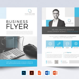 A4 Business flyer template, corporate flyer, two page flyer, cover design, docx flyer, word template