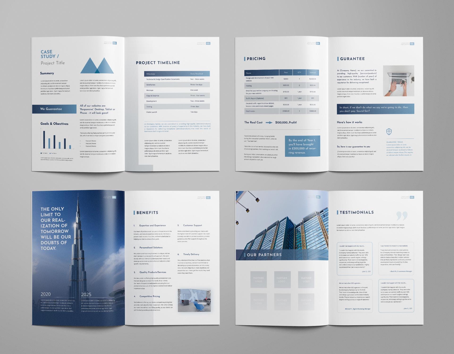 Modern Blue Project Proposal Template | Easy-to-edit | WORD Format ...
