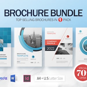 Brochure bundle, Company brochure templates, Brochure design, Docx, Canva, & Indesign, 70% Sales, Over 60 custom pages image 1