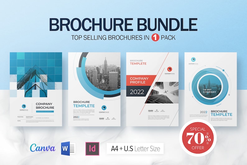 Brochure Template Bundle, Company Brochure Design (Canva, InDesign, Docx) image 1