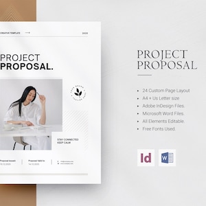 Minimal Proposal Template | 24 Custom Pages | A4 & US letter size | InDesign | Docx template | Rich layout | fully editable